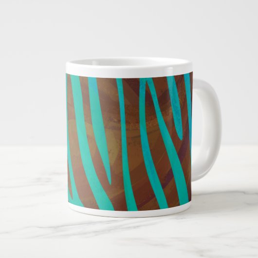 Zebra Brown und Aquamarin Print Jumbo-Tasse (Vorderseite Rechts)