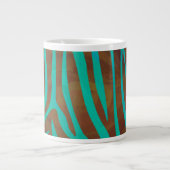 Zebra Brown und Aquamarin Print Jumbo-Tasse (Vorderseite)