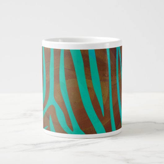 Zebra Brown und Aquamarin Print Jumbo-Tasse (Vorderseite)