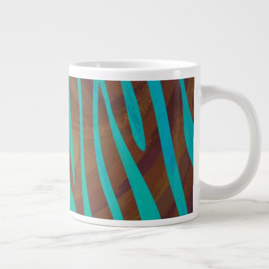 Zebra Brown und Aquamarin Print Jumbo-Tasse (Rechts)