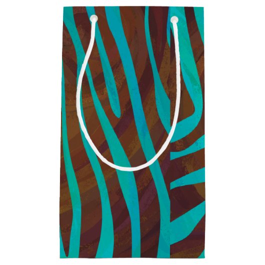 Zebra Brown und Aquamarin Print Kleine Geschenktüte (Vorderseite)