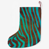 Zebra Brown und Aquamarin Print Kleiner Weihnachtsstrumpf (Rückseite)
