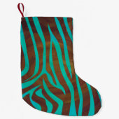 Zebra Brown und Aquamarin Print Kleiner Weihnachtsstrumpf (Vorderseite)