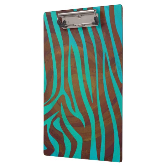 Zebra Brown und Aquamarin Print Klemmbrett (Links)