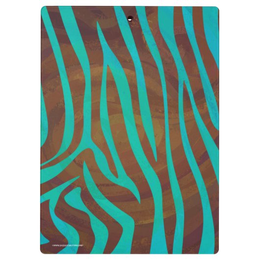 Zebra Brown und Aquamarin Print Klemmbrett (Rückseite)