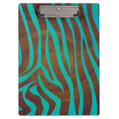 Zebra Brown und Aquamarin Print Klemmbrett (Vorderseite)