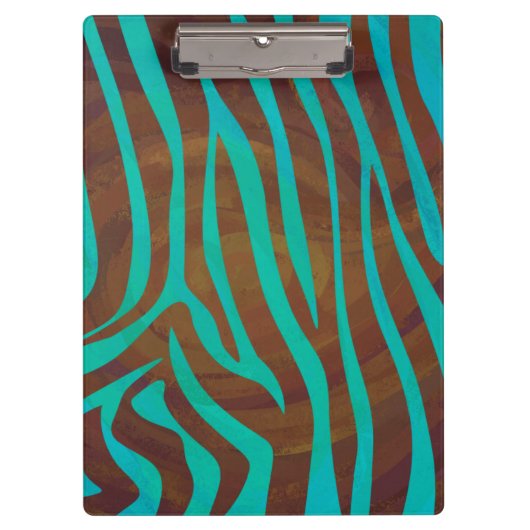 Zebra Brown und Aquamarin Print Klemmbrett (Vorderseite)