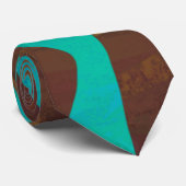 Zebra Brown und Aquamarin Print Krawatte (Gerollt)