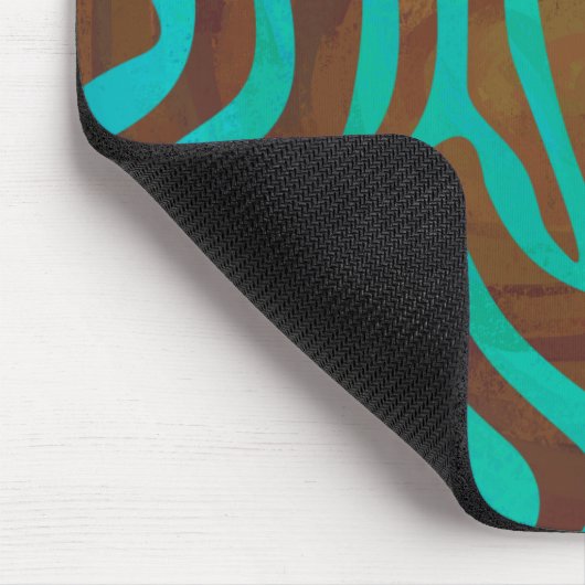 Zebra Brown und Aquamarin Print Mousepad (Ecke)