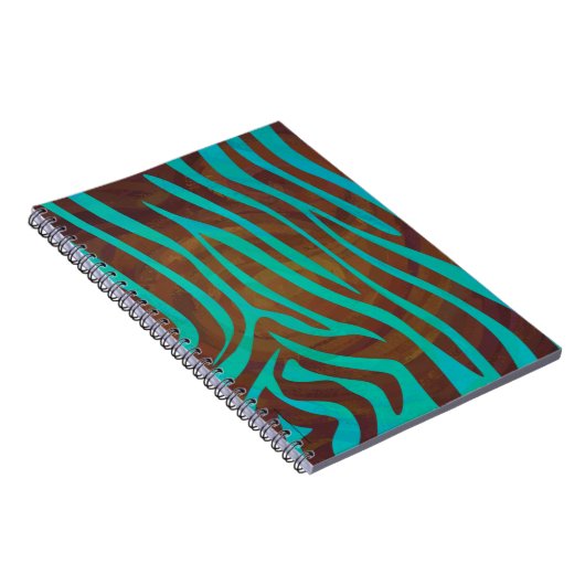 Zebra Brown und Aquamarin Print Notizblock (Rechte Seite)