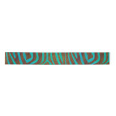 Zebra Brown und Aquamarin Print Satinband (Vorderseite)
