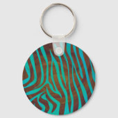 Zebra Brown und Aquamarin Print Schlüsselanhänger (Vorderseite)