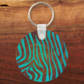 Zebra Brown und Aquamarin Print Schlüsselanhänger (Vorderseite)