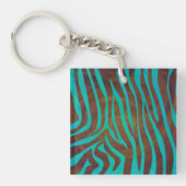 Zebra Brown und Aquamarin Print Schlüsselanhänger (Vorderseite)