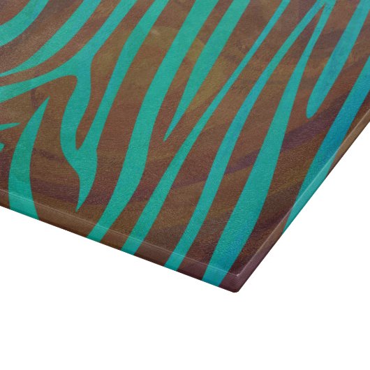 Zebra Brown und Aquamarin Print Schneidebrett (Ecke)