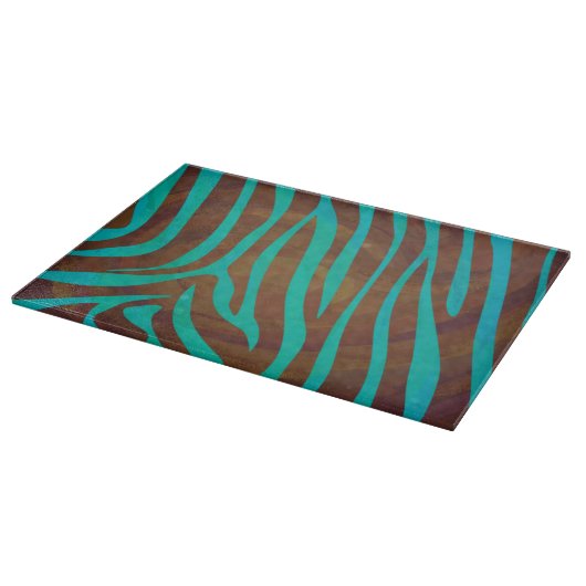 Zebra Brown und Aquamarin Print Schneidebrett (Ecke)