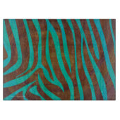 Zebra Brown und Aquamarin Print Schneidebrett (Vorderseite)