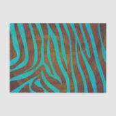 Zebra Brown und Aquamarin Print Seidenpapier (Vorderseite)