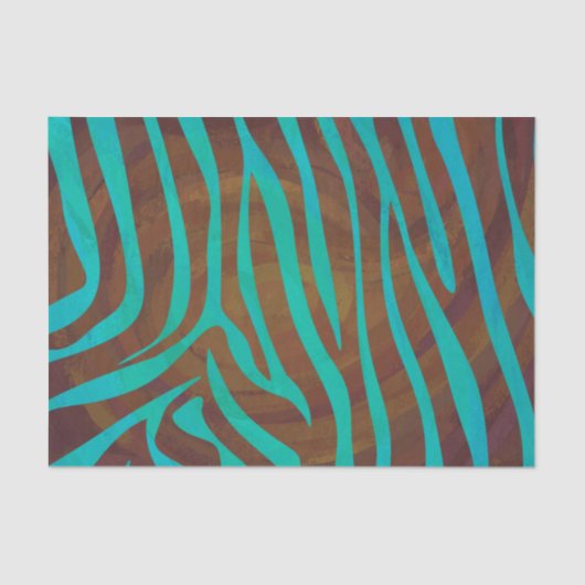Zebra Brown und Aquamarin Print Seidenpapier (Vorderseite)