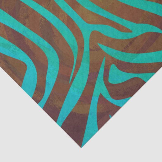 Zebra Brown und Aquamarin Print Seidenpapier (Ausschnitt)
