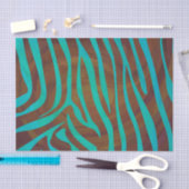 Zebra Brown und Aquamarin Print Seidenpapier (Handwerk)