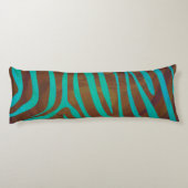 Zebra Brown und Aquamarin Print Seitenschläferkissen (Rückseite)