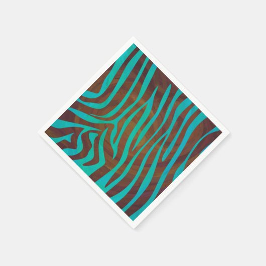 Zebra Brown und Aquamarin Print Serviette (Ecke)