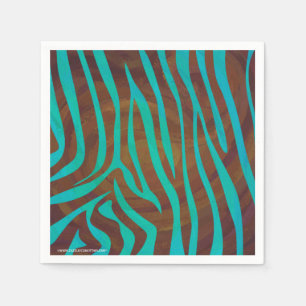 Zebra Brown und Aquamarin Print Serviette