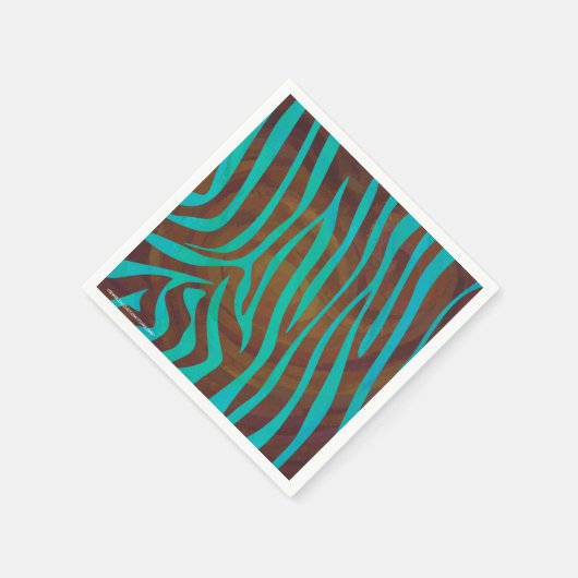 Zebra Brown und Aquamarin Print Serviette (Ecke)
