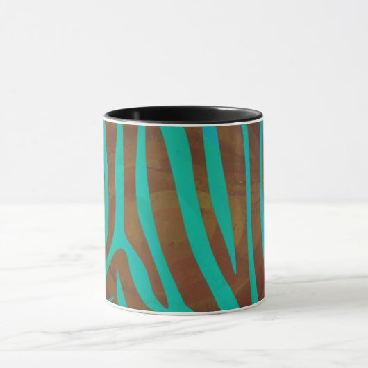 Zebra Brown und Aquamarin Print Tasse (Zentrum)