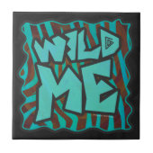 Zebra Brown und Aquamarin Wild Me Design Fliese (Vorderseite)
