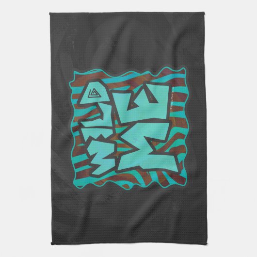 Zebra Brown und Aquamarin Wild Me Design Handtuch (Vertikal)