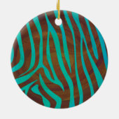 Zebra Brown und Aquamarin Wild Me Design Keramik Ornament (Hinten)