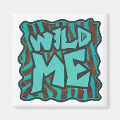 Zebra Brown und Aquamarin Wild Me Design Magnet (Vorne)