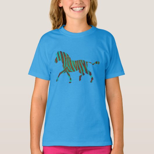 Zebra Brown und Aquamarine Print-Shirt T-Shirt (Vorderseite)