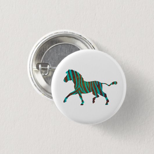 Zebra Brown und Aquamarine Print-Silhouette Button (Vorne & Hinten)