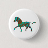 Zebra Brown und Aquamarine Print-Silhouette Button (Vorderseite)
