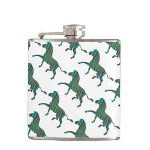 Zebra Brown und Aquamarine Print-Silhouette Flachmann