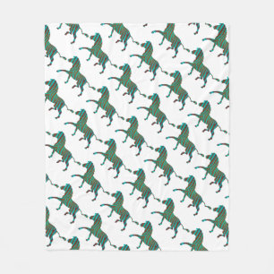 Zebra Brown und Aquamarine Print-Silhouette Fleecedecke