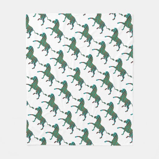 Zebra Brown und Aquamarine Print-Silhouette Fleecedecke (Vorderseite)
