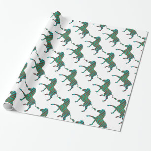 Zebra Brown und Aquamarine Print-Silhouette Geschenkpapier