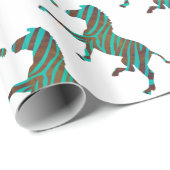 Zebra Brown und Aquamarine Print-Silhouette Geschenkpapier (Rolleneckpunkt)