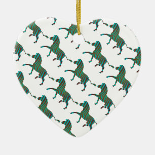Zebra Brown und Aquamarine Print-Silhouette Keramikornament