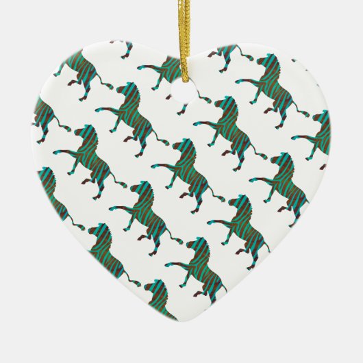 Zebra Brown und Aquamarine Print-Silhouette Keramikornament (Vorne)