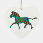 Zebra Brown und Aquamarine Print-Silhouette Keramikornament (Hinten)