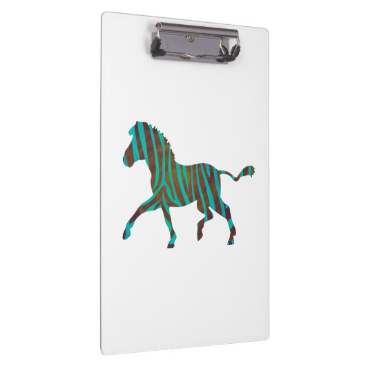 Zebra Brown und Aquamarine Print-Silhouette Klemmbrett (Rechts)