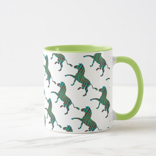 Zebra Brown und Aquamarine Print-Silhouette Tasse (Rechts)