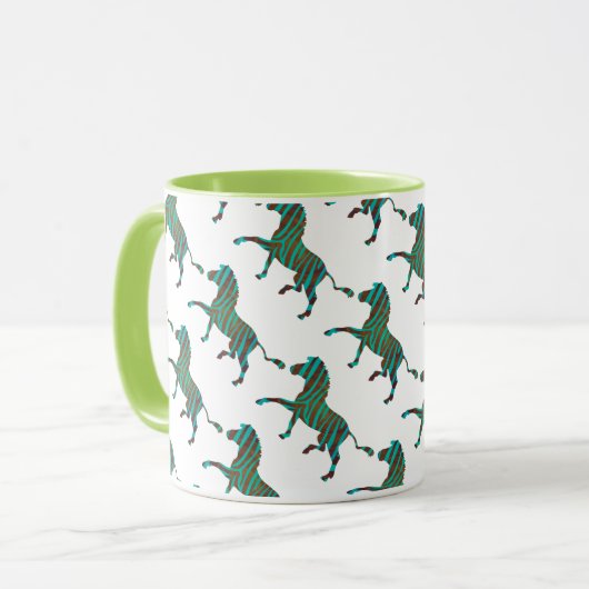 Zebra Brown und Aquamarine Print-Silhouette Tasse (Vorderseite Links)