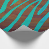 Zebra Brown und aquamariner Druck Geschenkpapier (Ecke)