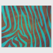 Zebra Brown und aquamariner Druck Geschenkpapier (Flach)